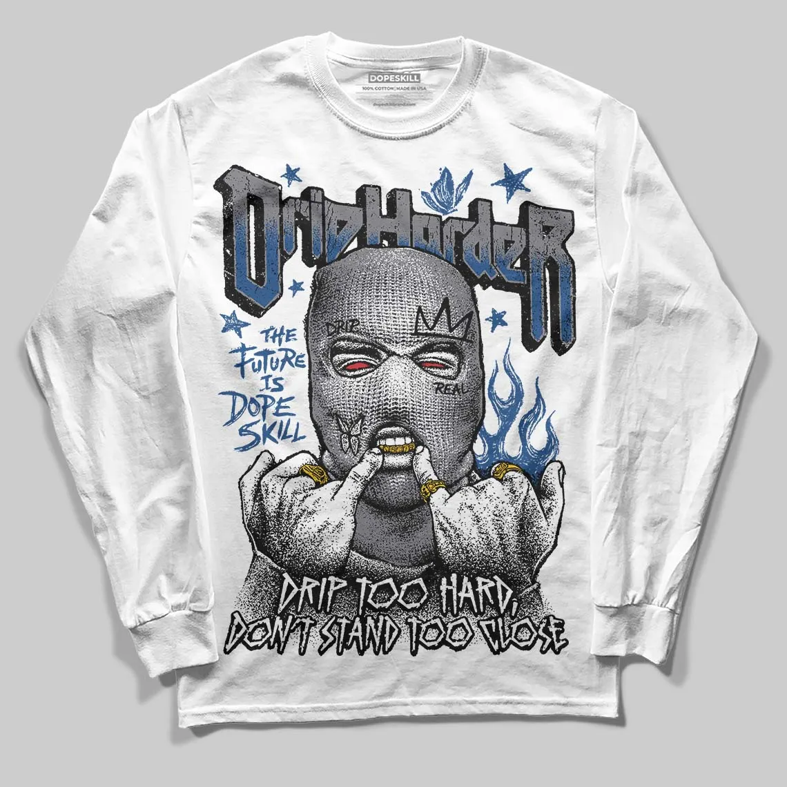 Flint Grey 9s DopeSkill Long Sleeve T-Shirt Drip Harder Graphic sold by DopeSkill