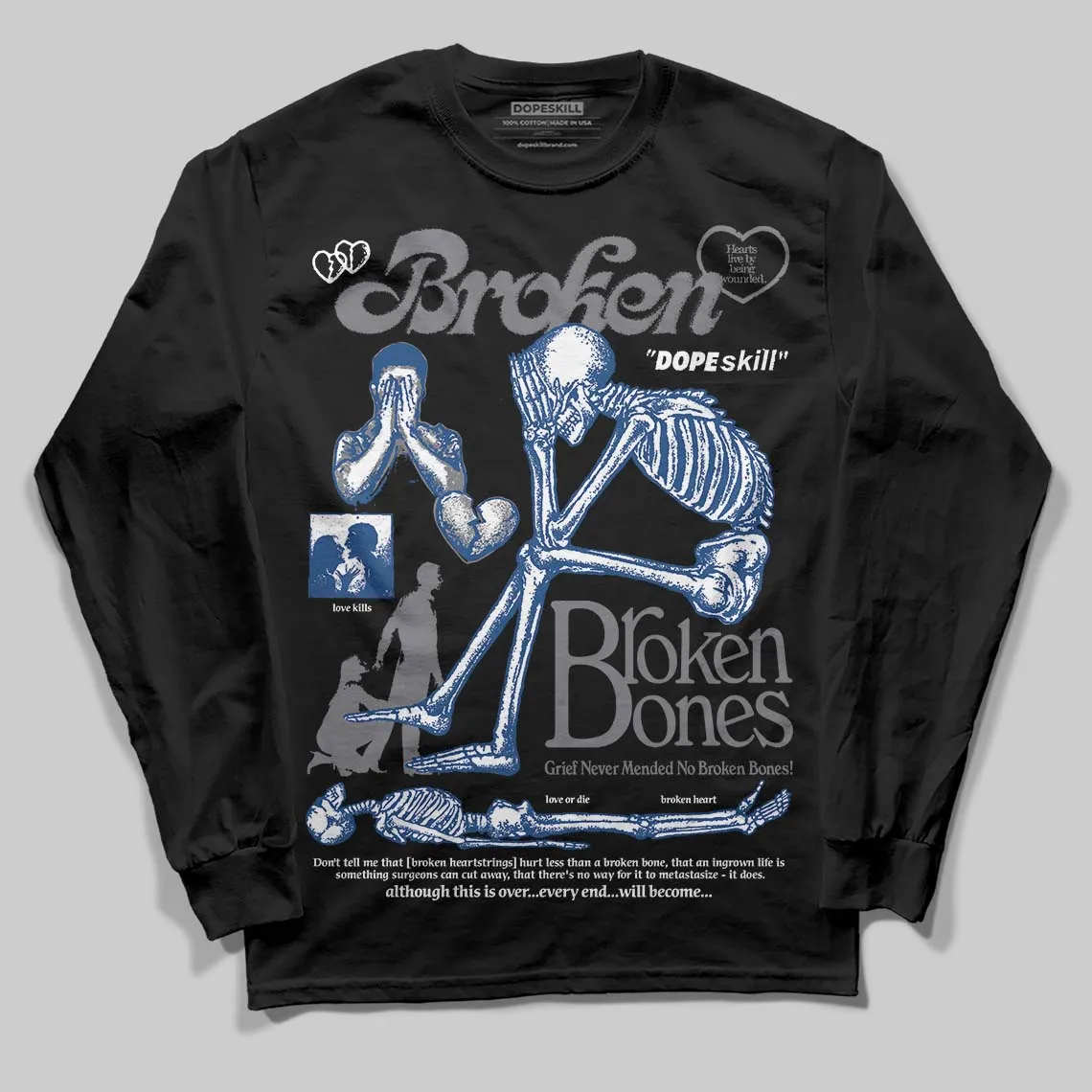 Flint Grey 9s DopeSkill Long Sleeve T-Shirt Broken Bones Graphic sold by DopeSkill product image thumbnail 2