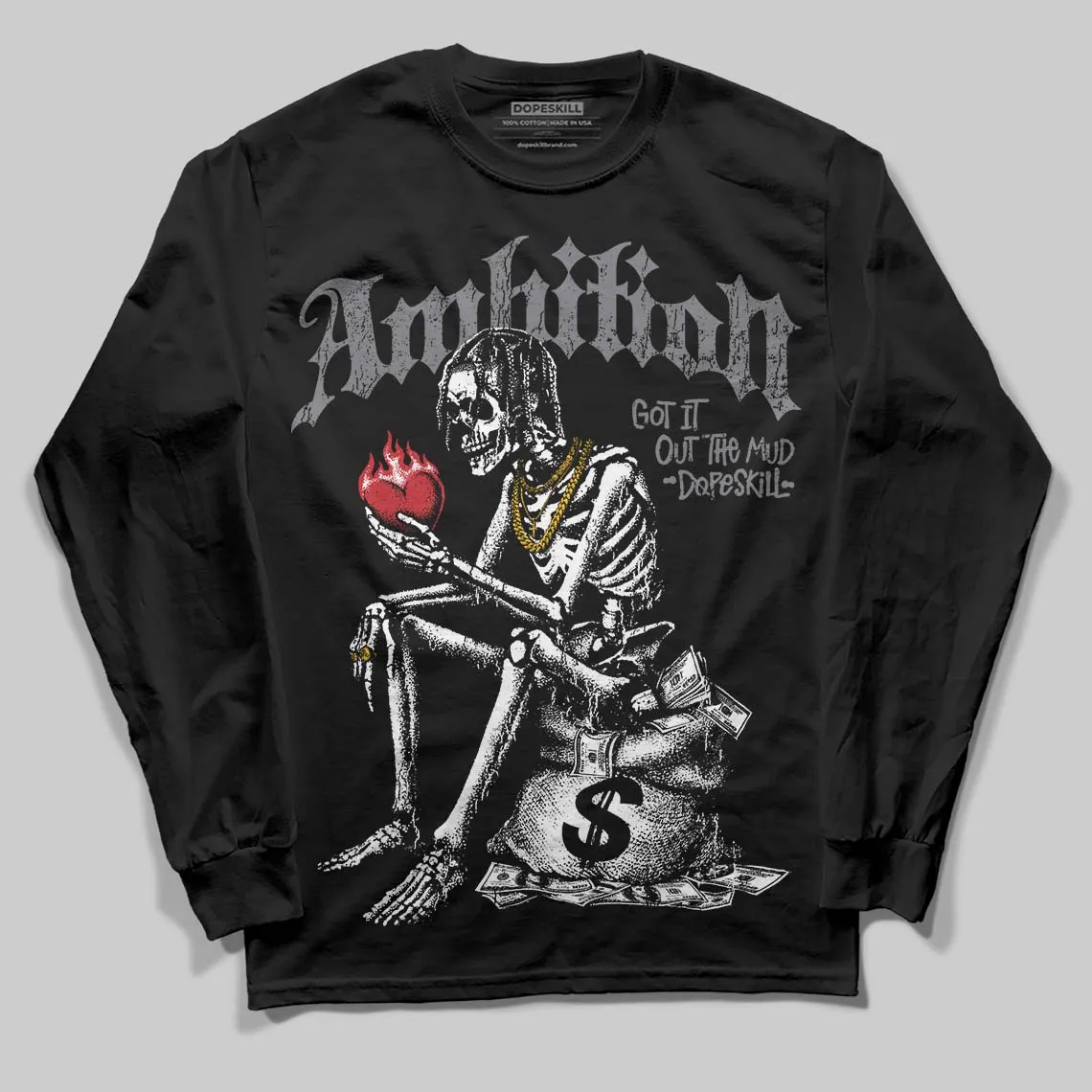 Flint Grey 9s DopeSkill Long Sleeve T-Shirt Ambition Graphic sold by DopeSkill product image thumbnail 2
