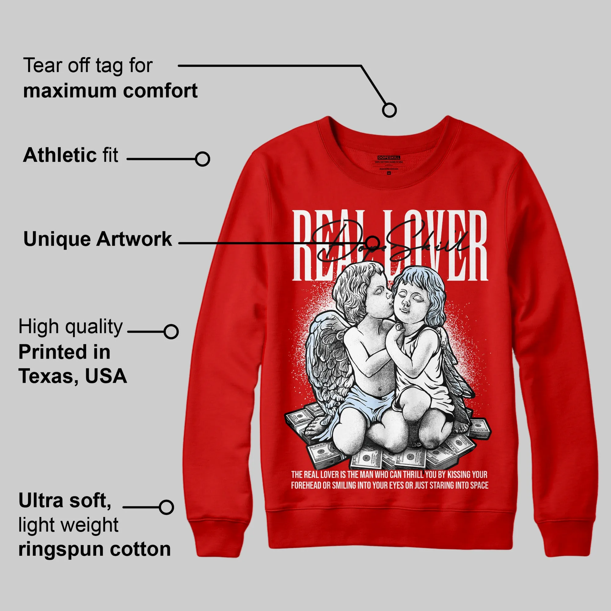 Cherry 11s DopeSkill Varsity Red Sweatshirt Real Lover Graphic sold by DopeSkill product image thumbnail 2