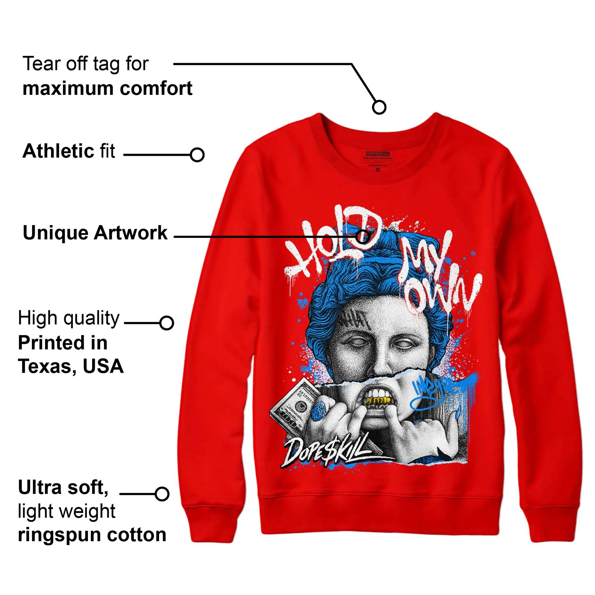 Cherry 11s DopeSkill Varsity Red Sweatshirt Hold My Own Graphic sold by DopeSkill product image thumbnail 2