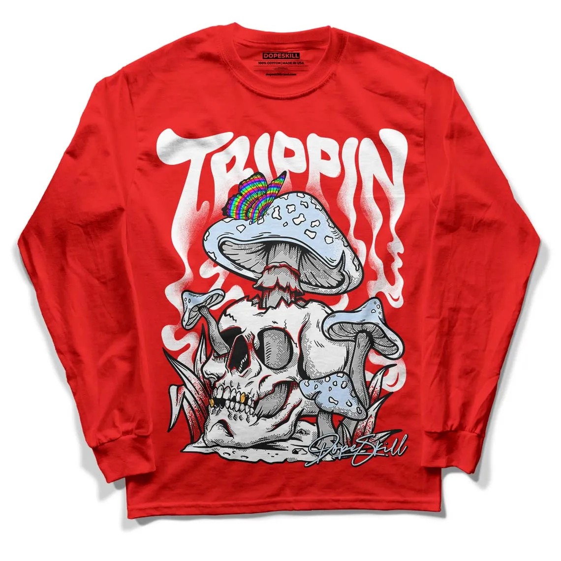 Cherry 11s DopeSkill Varsity Red Long Sleeve T-Shirt Trippin Graphic sold by DopeSkill