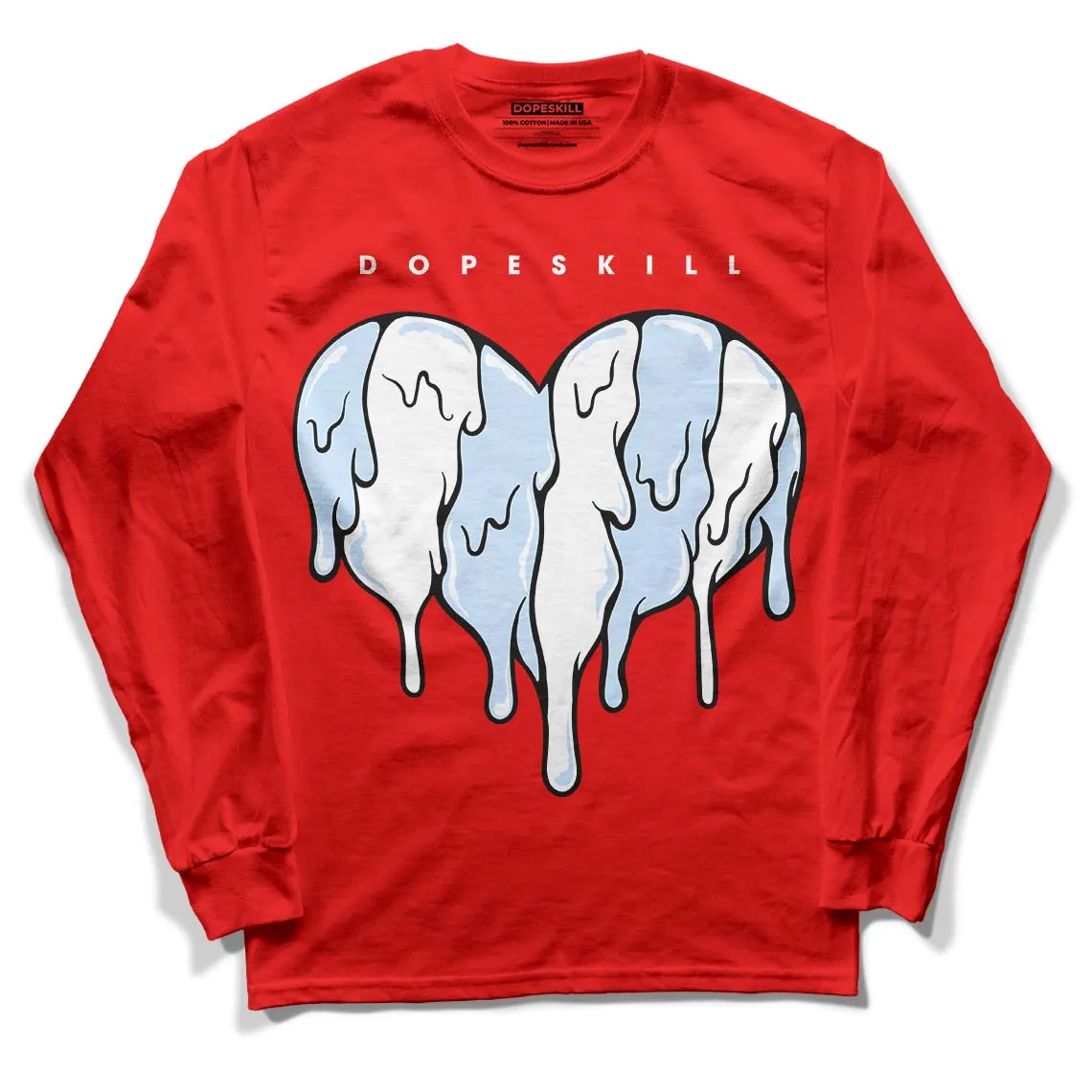 Cherry 11s DopeSkill Varsity Red Long Sleeve T-Shirt Slime Drip Heart Graphic sold by DopeSkill