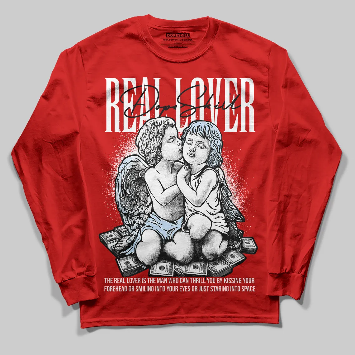 Cherry 11s DopeSkill Varsity Red Long Sleeve T-Shirt Real Lover Graphic sold by DopeSkill