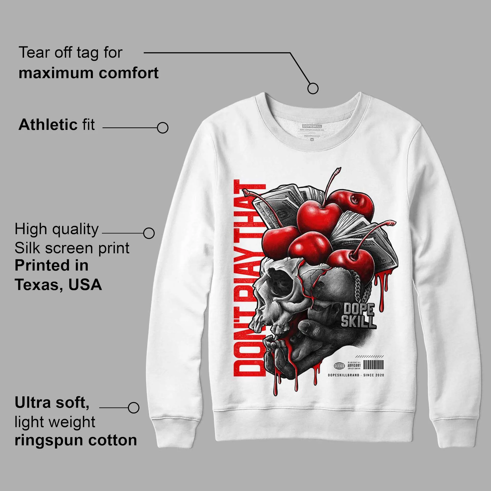 Cherry 11s DopeSkill Sweatshirt Don't Play That Graphic sold by DopeSkill product image thumbnail 3