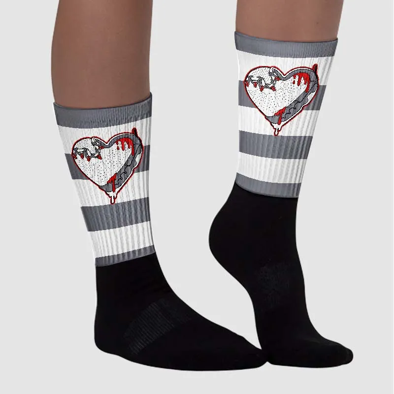 Fire Red 9s Sublimated Socks Horizontal Stripes Graphic sold by DopeSkill product image thumbnail 3