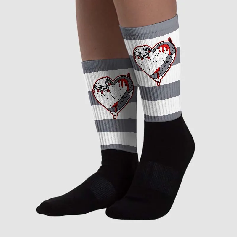 Fire Red 9s Sublimated Socks Horizontal Stripes Graphic sold by DopeSkill product image thumbnail 2