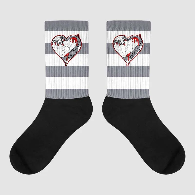 Fire Red 9s Sublimated Socks Horizontal Stripes Graphic sold by DopeSkill