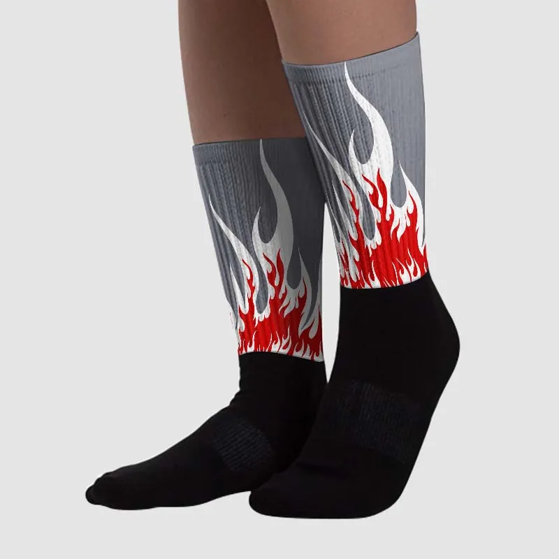 Fire Red 9s Sublimated Socks FIRE Graphic sold by DopeSkill product image thumbnail 2