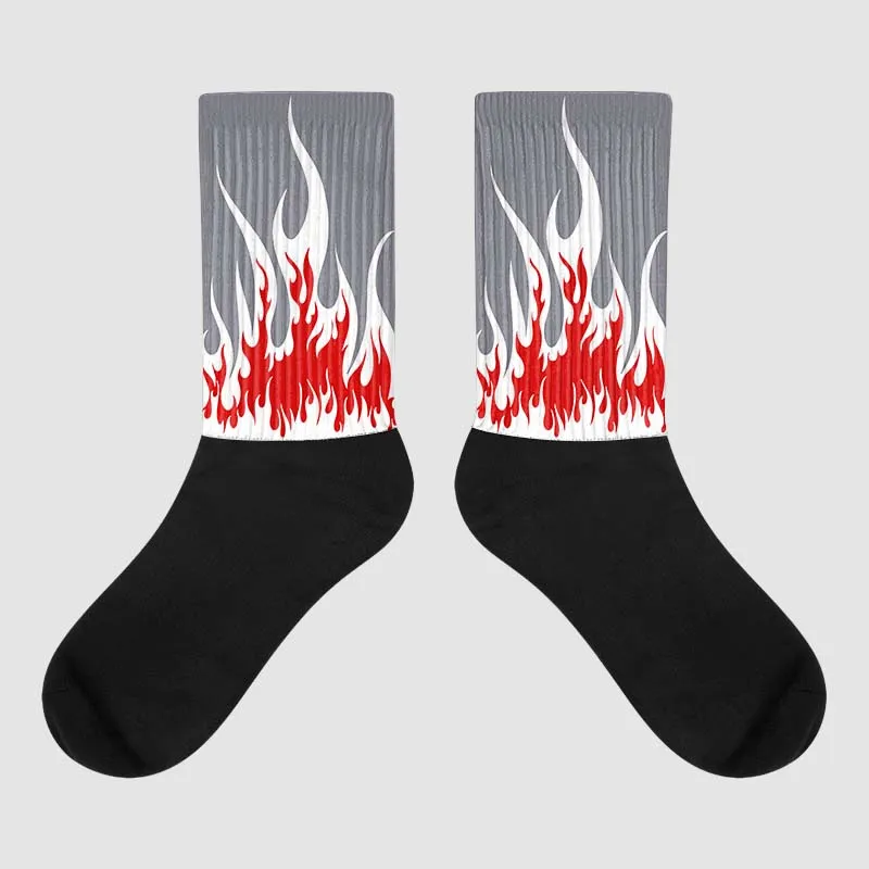 Fire Red 9s Sublimated Socks FIRE Graphic sold by DopeSkill