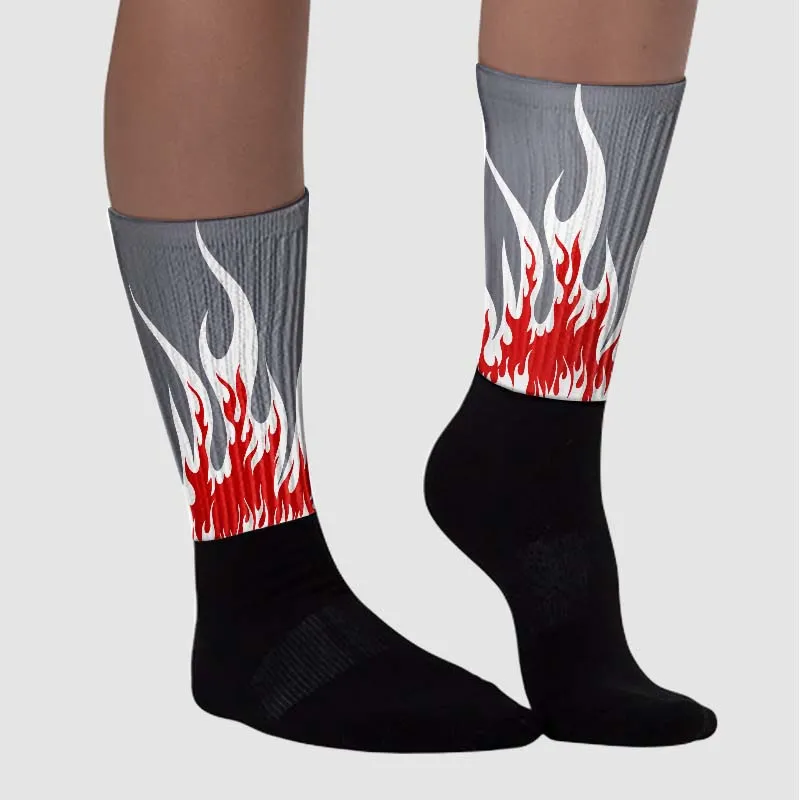 Fire Red 9s Sublimated Socks FIRE Graphic sold by DopeSkill product image thumbnail 3