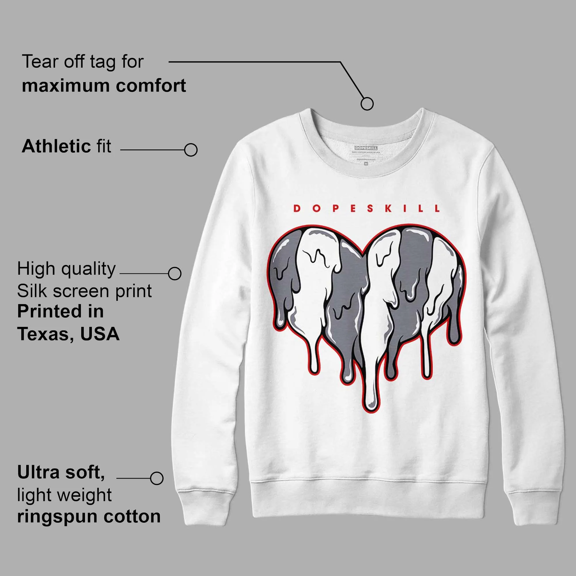 Fire Red 9s DopeSkill Sweatshirt Slime Drip Heart Graphic sold by DopeSkill product image thumbnail 3