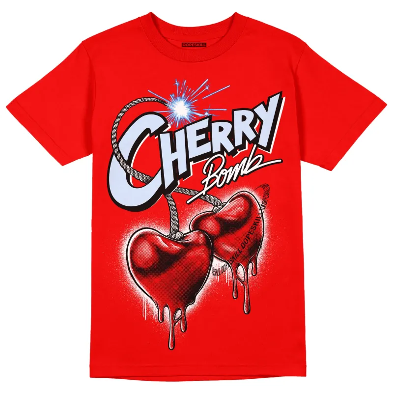 Cherry 11s DopeSkill Varsity Red T-shirt Cherry Bomb Graphic made by DopeSkill