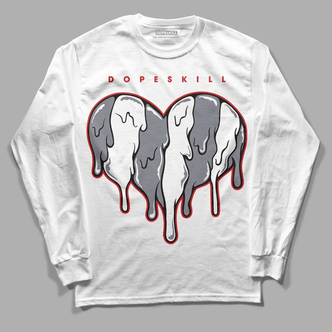 Fire Red 9s DopeSkill Long Sleeve T-Shirt Slime Drip Heart Graphic sold by DopeSkill