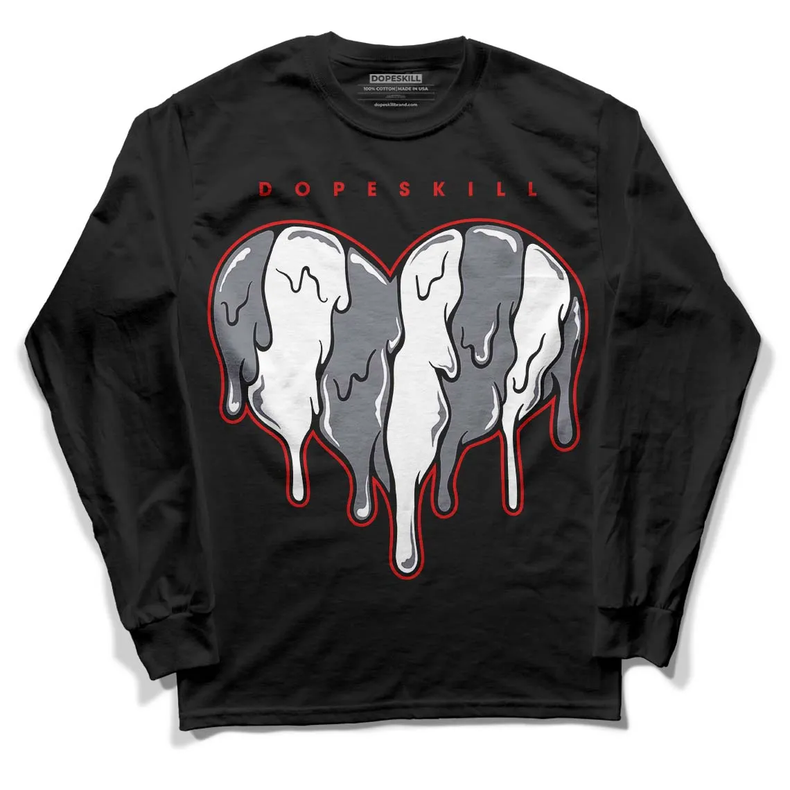 Fire Red 9s DopeSkill Long Sleeve T-Shirt Slime Drip Heart Graphic sold by DopeSkill product image thumbnail 2