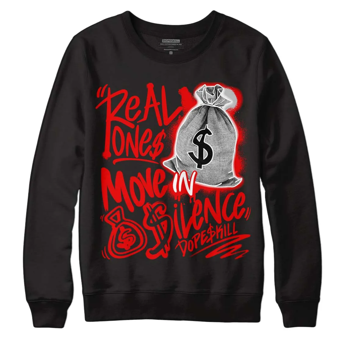 Cherry 11s DopeSkill Sweatshirt Real Ones Move In Silence Graphic sold by DopeSkill product image thumbnail 2