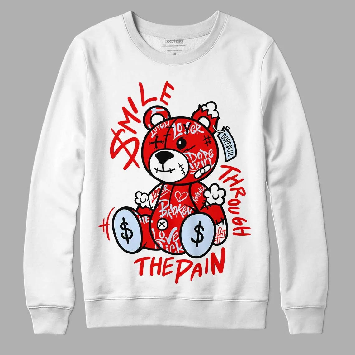 Cherry 11s DopeSkill Sweatshirt Smile Through The Pain Graphic sold by DopeSkill