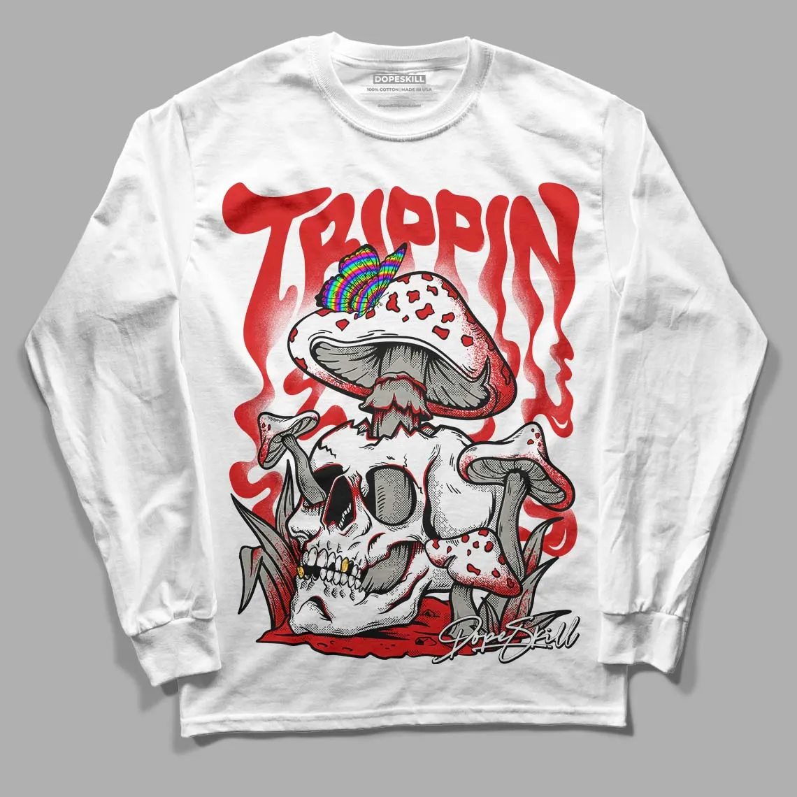 Fire Red 3s DopeSkill Long Sleeve T-Shirt Trippin Graphic sold by DopeSkill