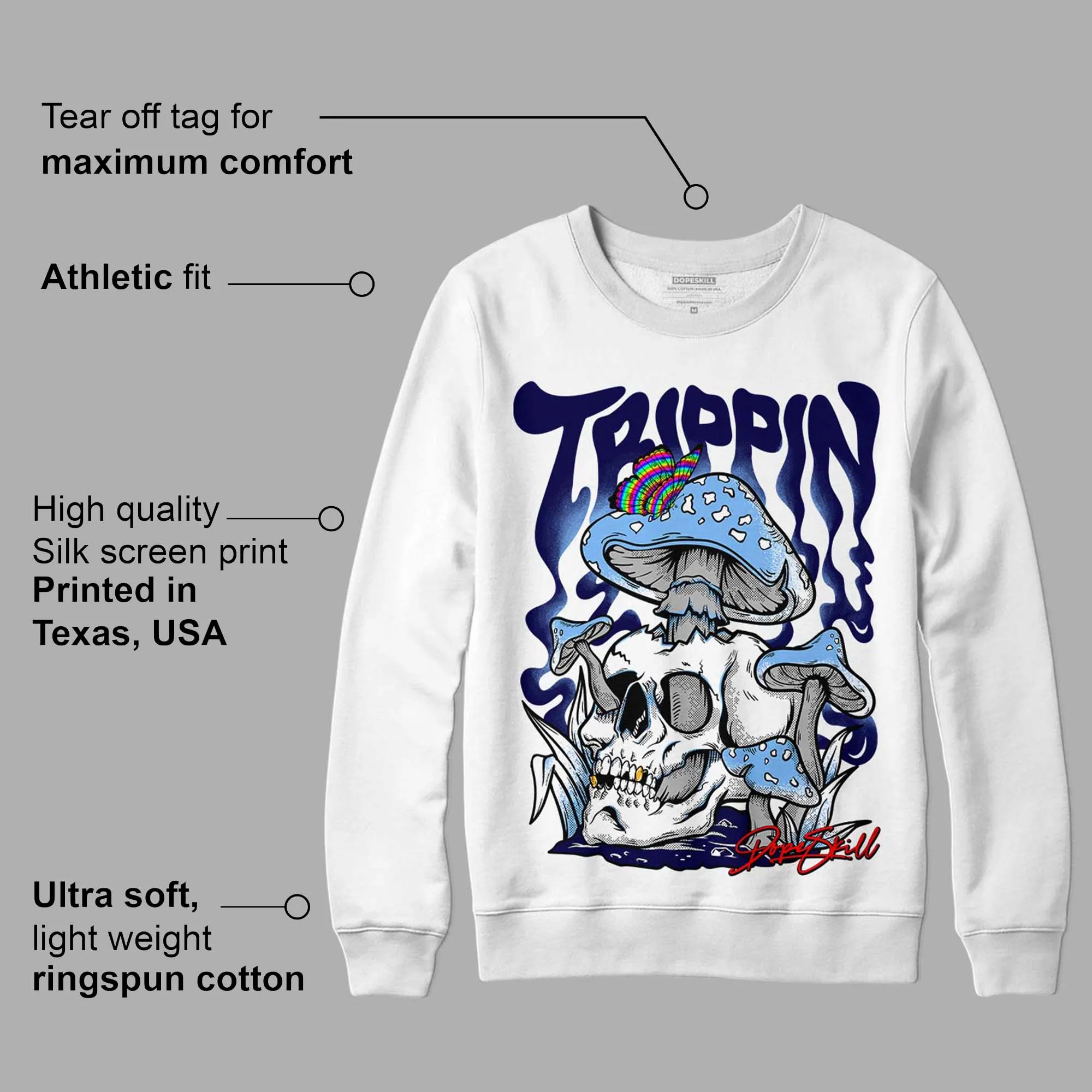 University Blue 6s DopeSkill Sweatshirt Trippin Graphic sold by DopeSkill product image thumbnail 3