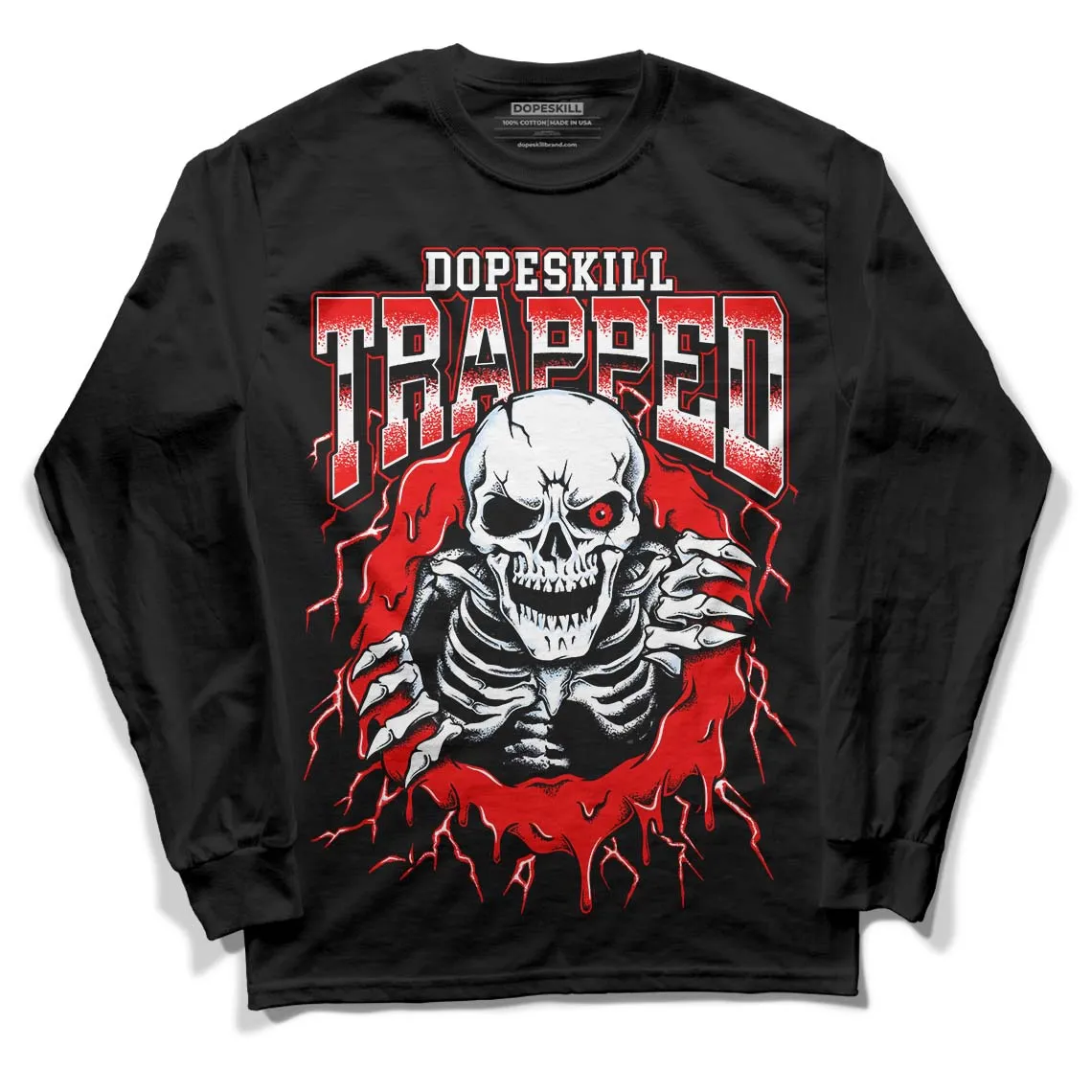 Cherry 11s DopeSkill Long Sleeve T-Shirt Trapped Halloween Graphic sold by DopeSkill product image thumbnail 2
