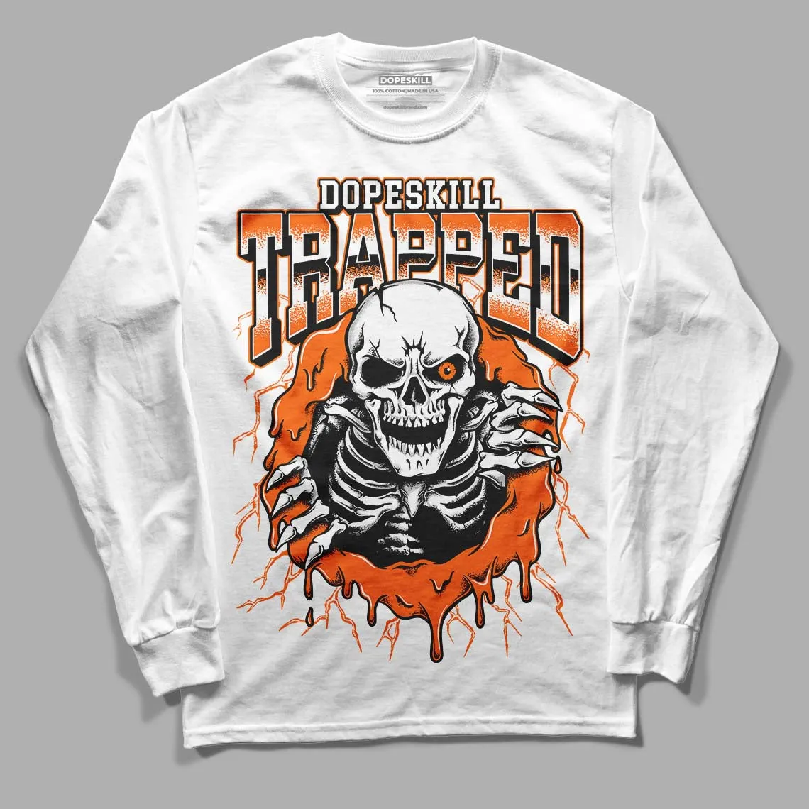 Orange Black White DopeSkill Long Sleeve T-Shirt Trapped Halloween Graphic sold by DopeSkill