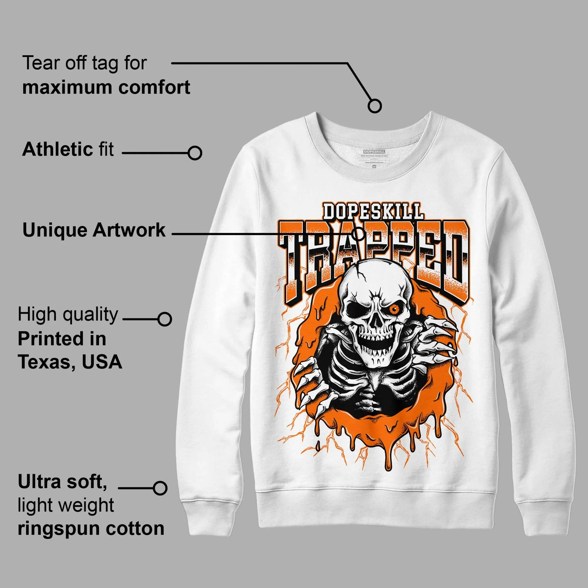Orange Black White DopeSkill Sweatshirt Trapped Halloween Graphic sold by DopeSkill product image thumbnail 3