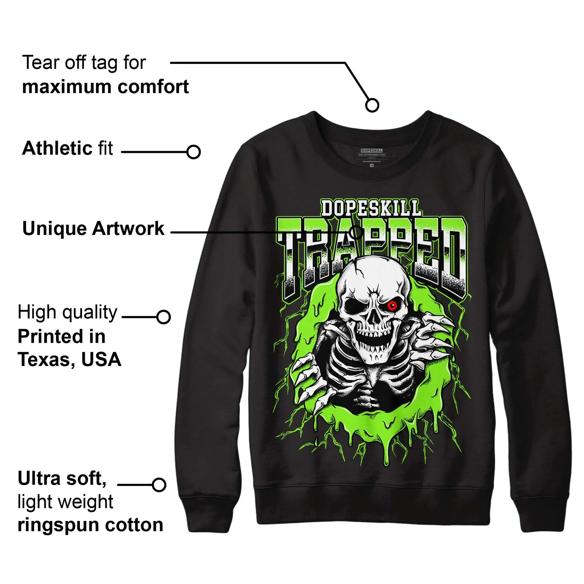 Neon Green Collection DopeSkill Sweatshirt Trapped Halloween Graphic sold by DopeSkill product image thumbnail 3