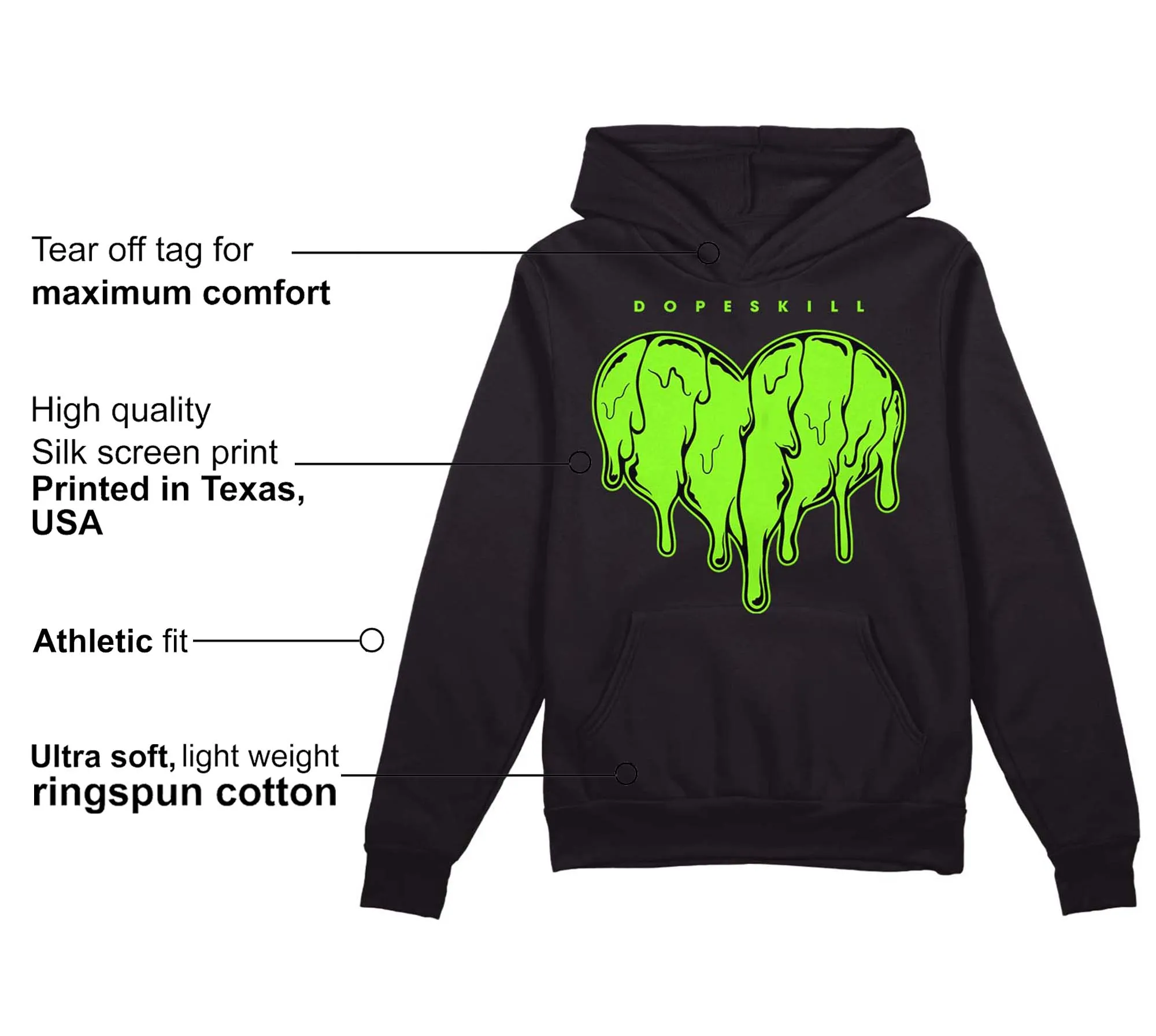Neon Green Collection DopeSkill Hoodie Sweatshirt Slime Drip Heart Graphic sold by DopeSkill product image thumbnail 2