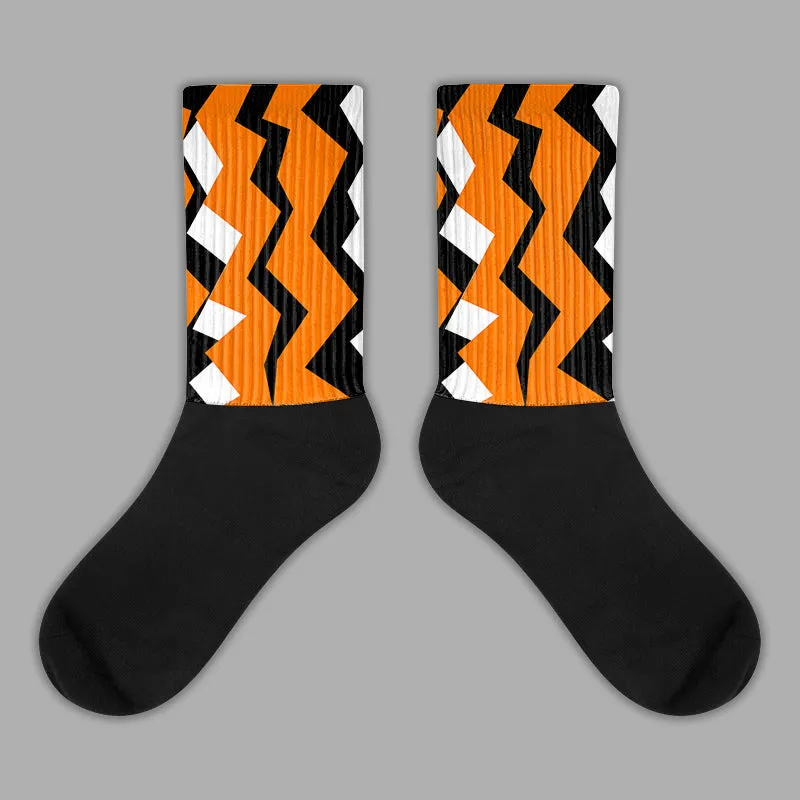 Orange Black White Sublimated Socks ZicZac Graphic sold by DopeSkill