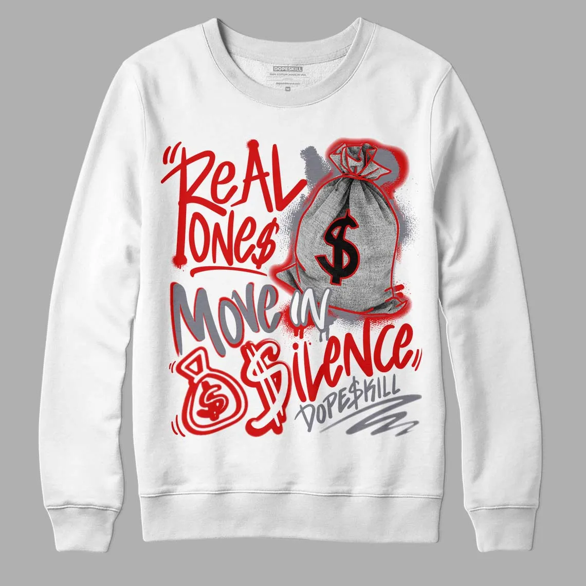Gym Red 9s DopeSkill Sweatshirt Real Ones Move In Silence Graphic sold by DopeSkill