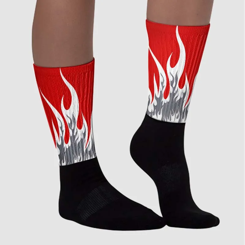 Gym Red 9s Sublimated Socks FIRE Graphic sold by DopeSkill product image thumbnail 3