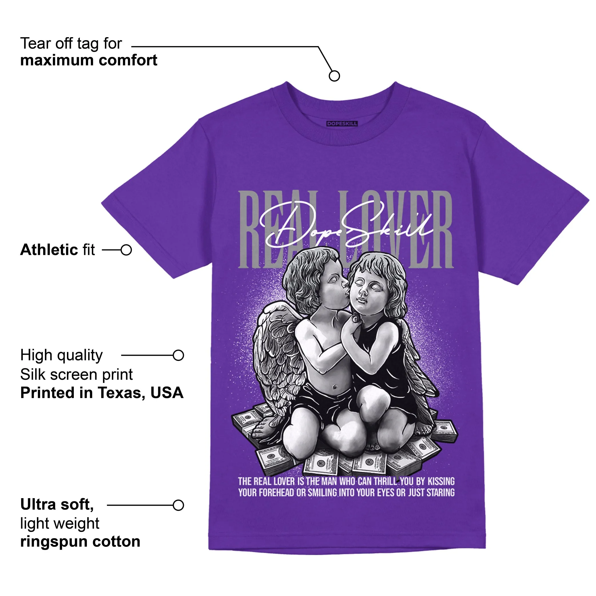 Court Purple 13s DopeSkill Purple T-shirt Real Lover Graphic sold by DopeSkill product image thumbnail 2