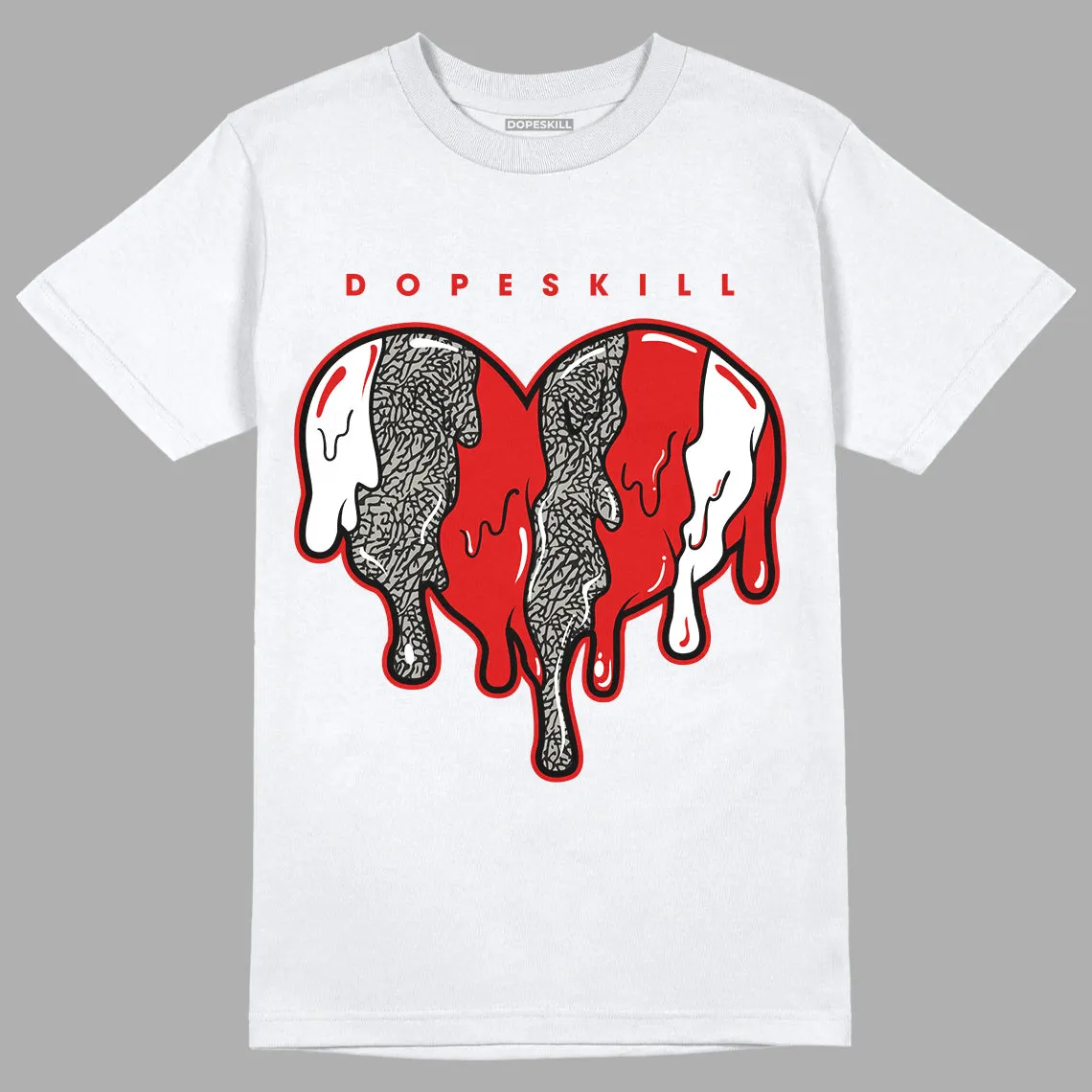 Fire Red 3s DopeSkill T-Shirt Slime Drip Heart Graphic sold by DopeSkill