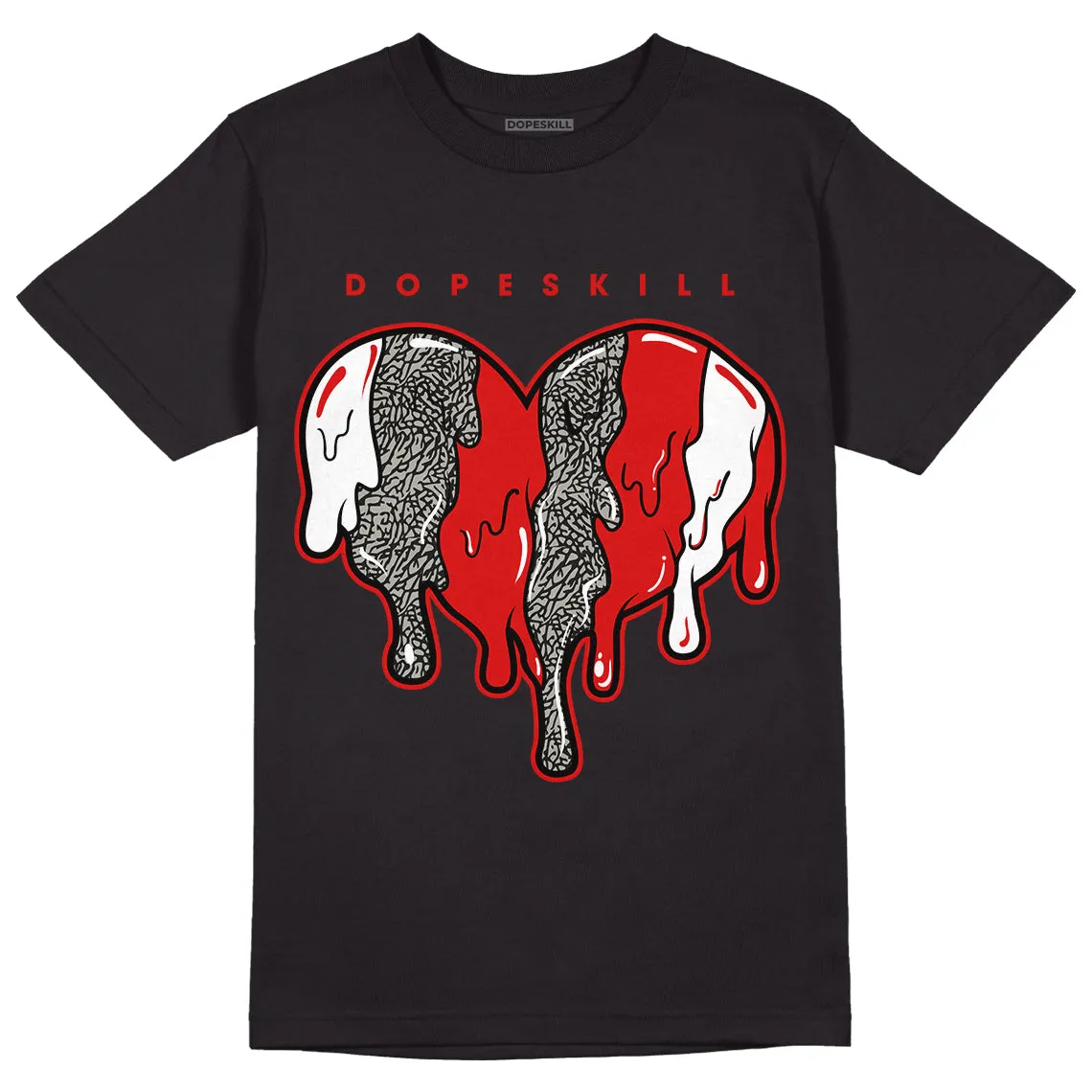 Fire Red 3s DopeSkill T-Shirt Slime Drip Heart Graphic sold by DopeSkill product image thumbnail 2