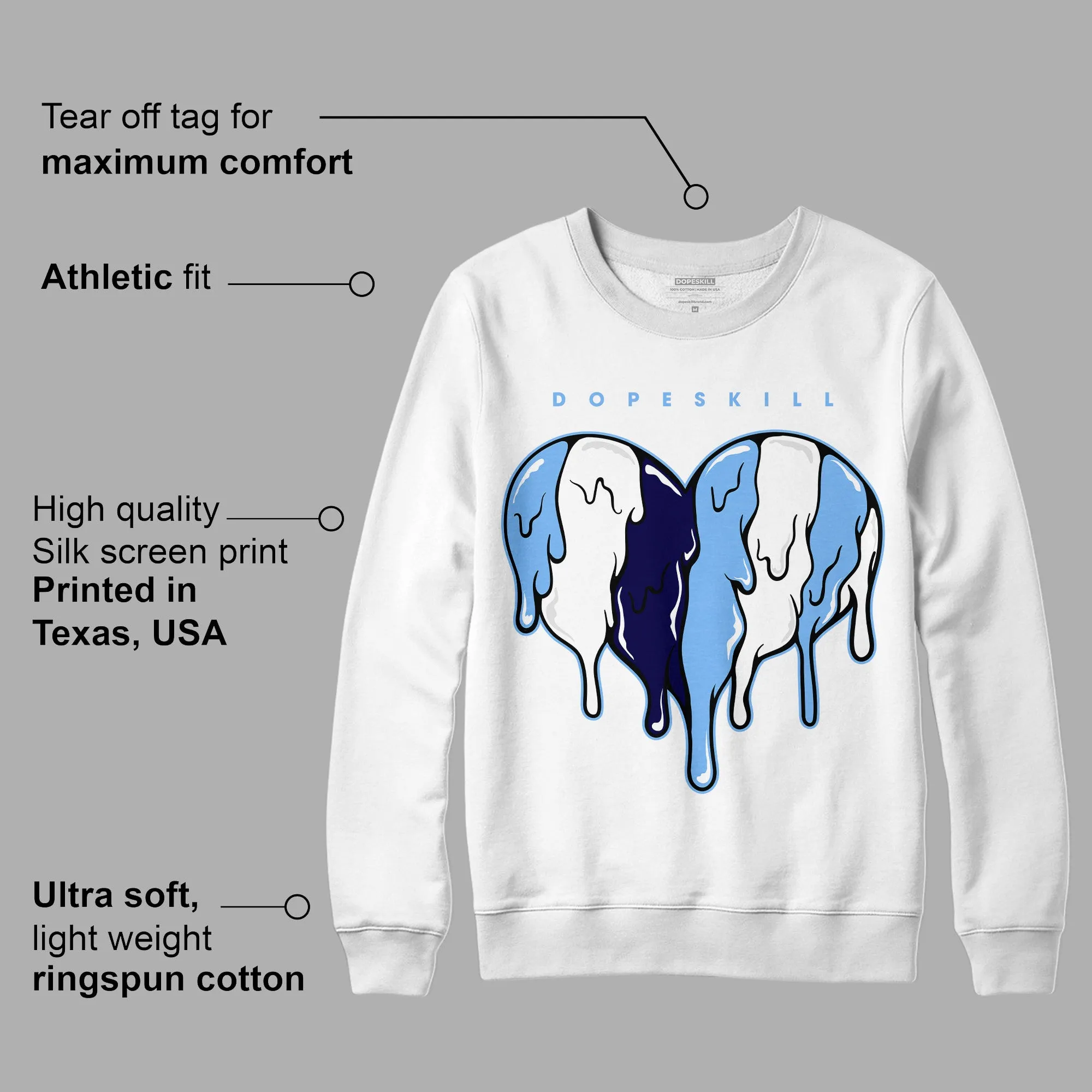 AJ 6 University Blue DopeSkill Sweatshirt Slime Drip Heart Graphic sold by DopeSkill product image thumbnail 2