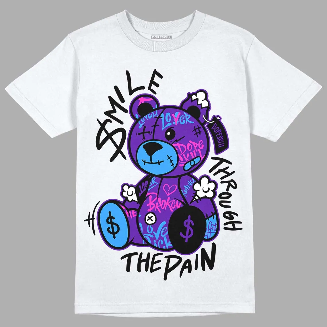 AJ 13 Court Purple DopeSkill T-Shirt Smile Through The Pain Graphic sold by DopeSkill product image thumbnail 2