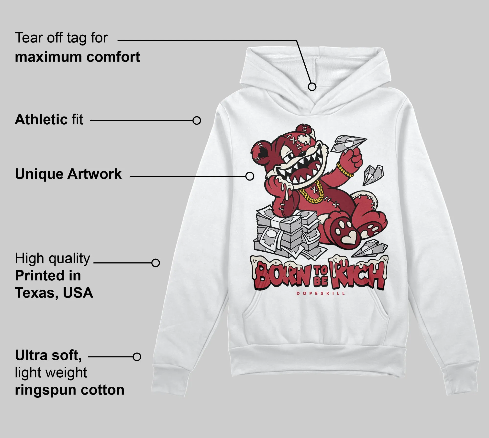 Valentine’s Day 4s DopeSkill Hoodie Sweatshirt Born To Be Rich Graphic sold by DopeSkill product image thumbnail 3