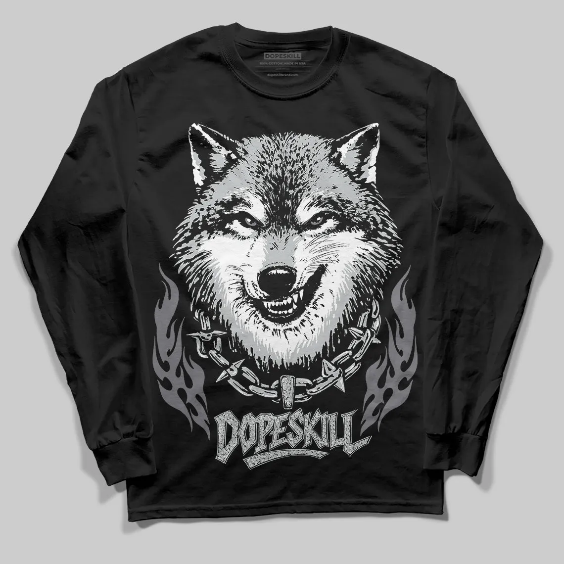 Wolf Grey 12s DopeSkill Long Sleeve T-Shirt Wolf Grey Graphic sold by DopeSkill