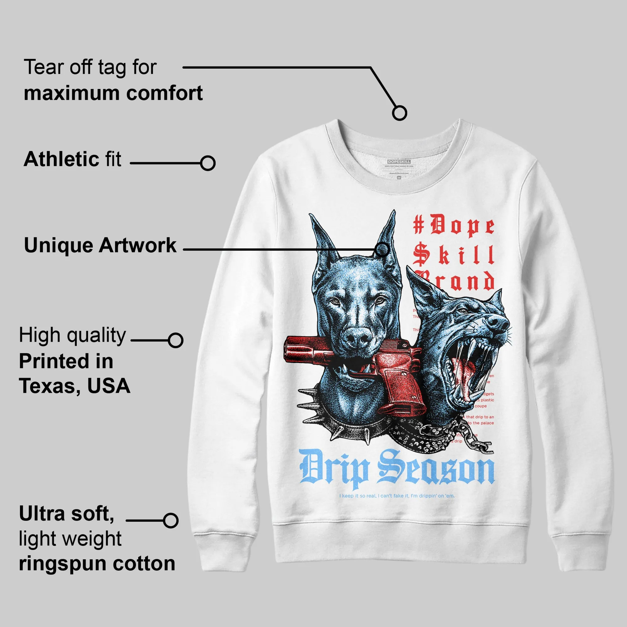 University Blue 'New Drip Season' DopeSkill Graphic Sweatshirt sold by DopeSkill product image thumbnail 3