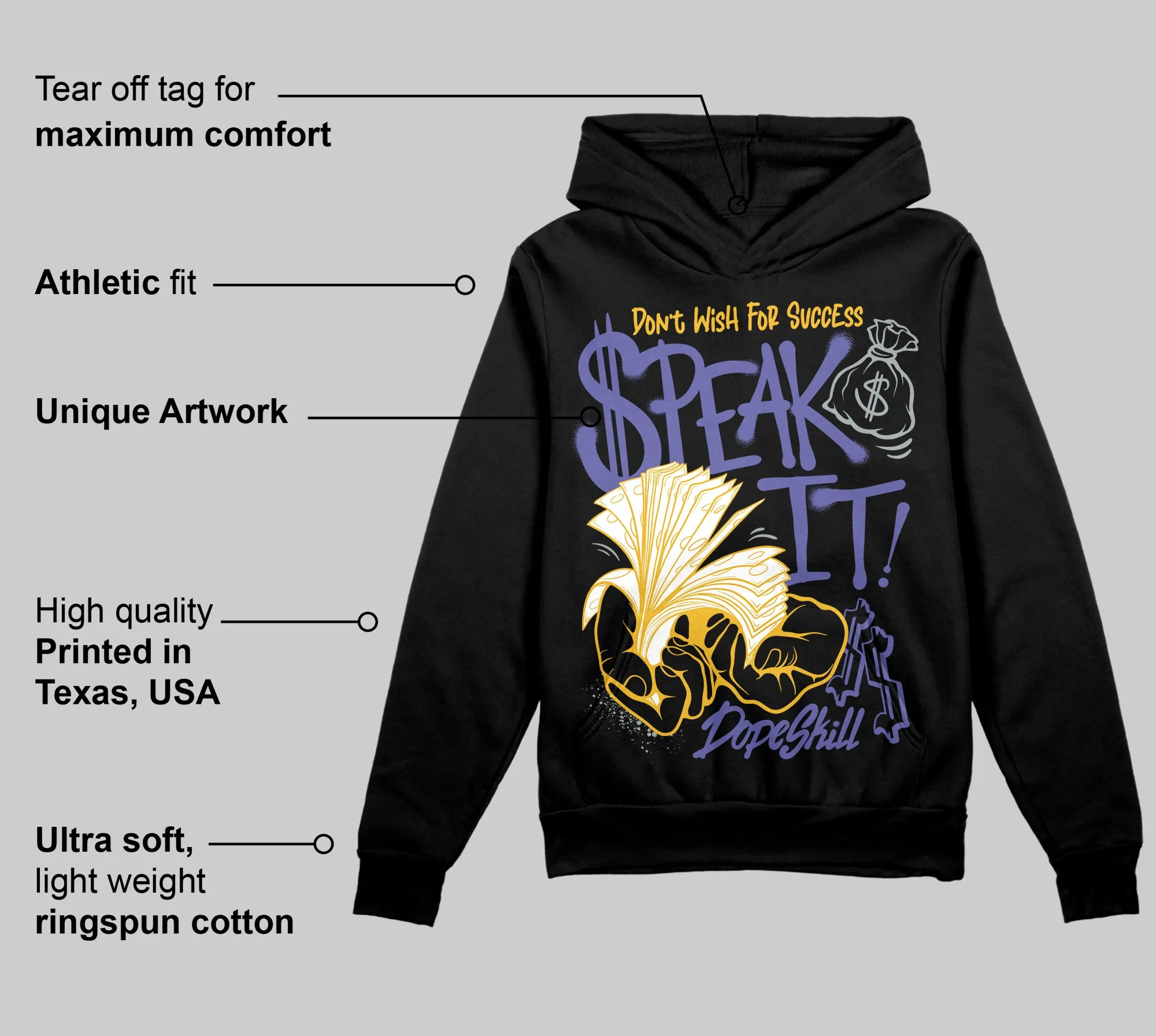 Lakers 4s DopeSkill Hoodie Sweatshirt Speak It Graphic sold by DopeSkill product image thumbnail 3