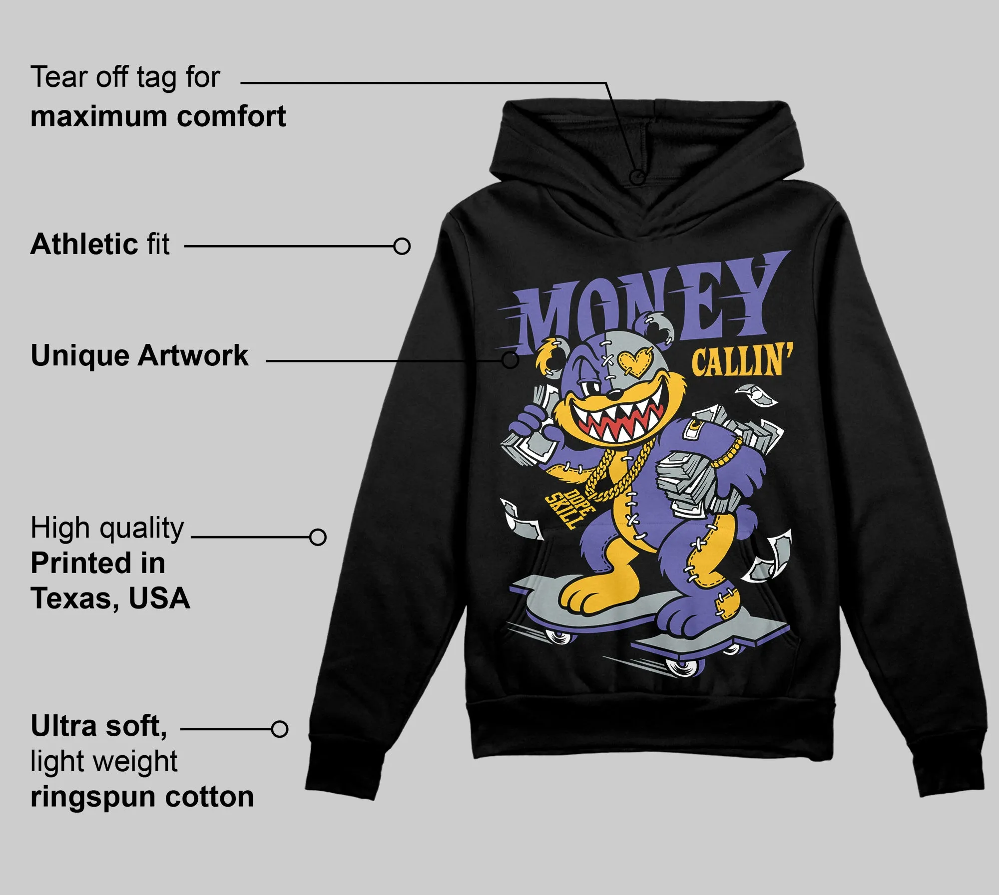 Lakers 4s DopeSkill Hoodie Sweatshirt Money Callin' Graphic sold by DopeSkill product image thumbnail 3