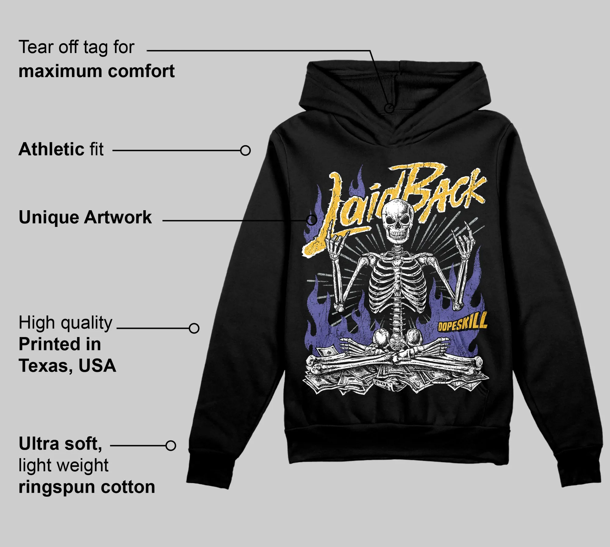 Lakers 4s DopeSkill Hoodie Sweatshirt Laid Back Graphic sold by DopeSkill product image thumbnail 3