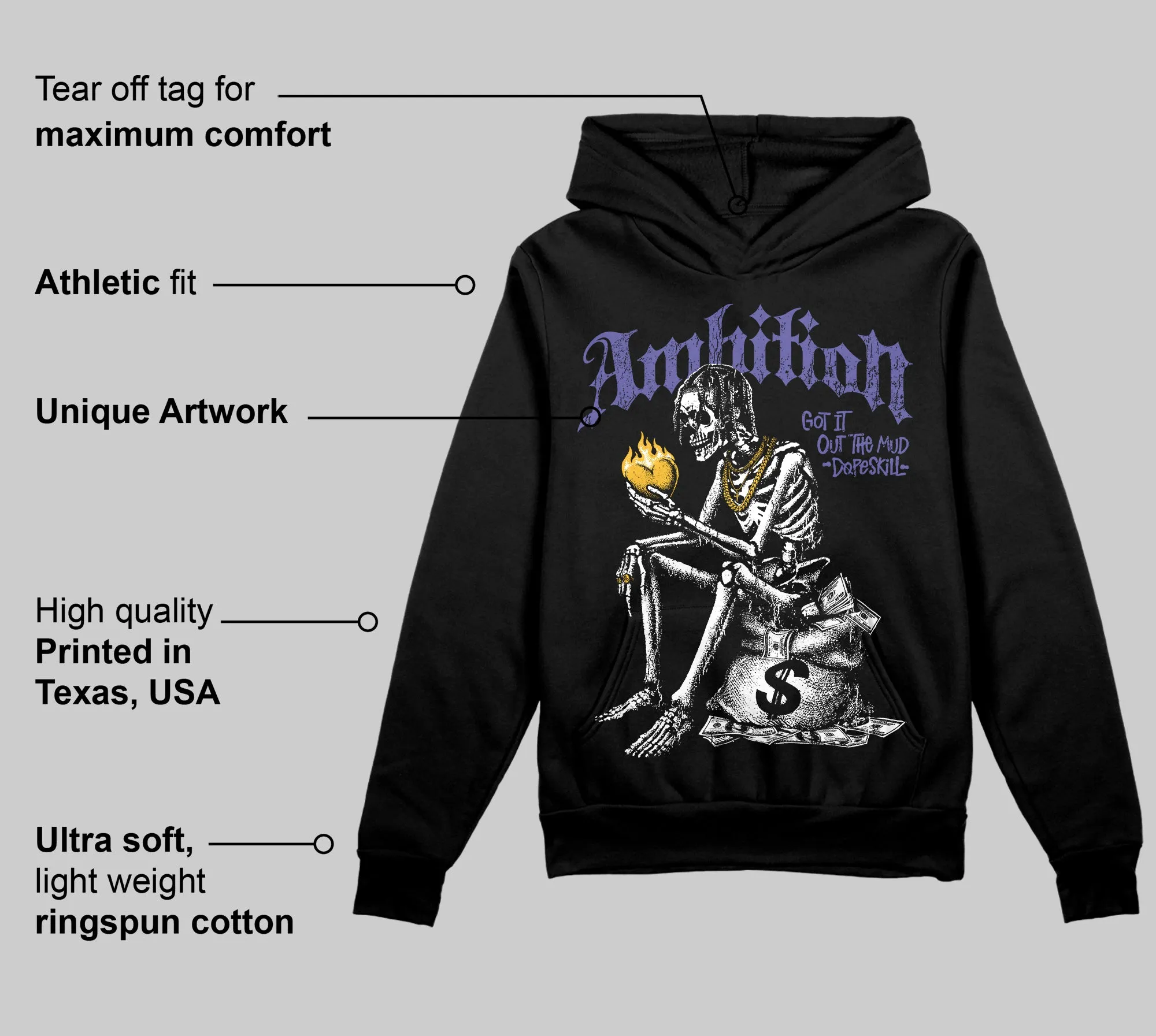 Lakers 4s DopeSkill Hoodie Sweatshirt Ambition Graphic sold by DopeSkill product image thumbnail 3