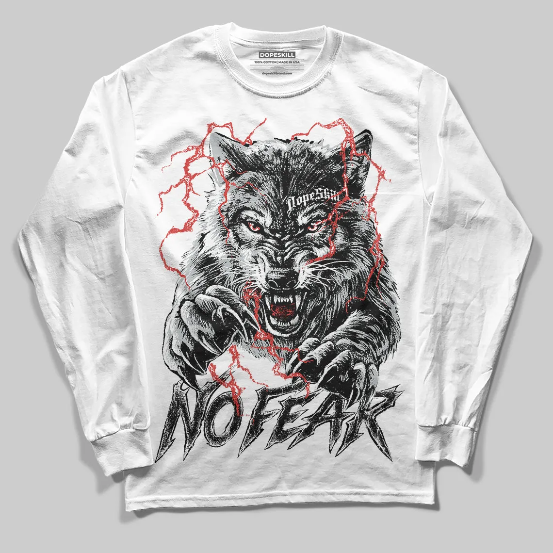 Wolf Grey 12s DopeSkill Long Sleeve T-Shirt No Fear Graphic sold by DopeSkill product image thumbnail 2