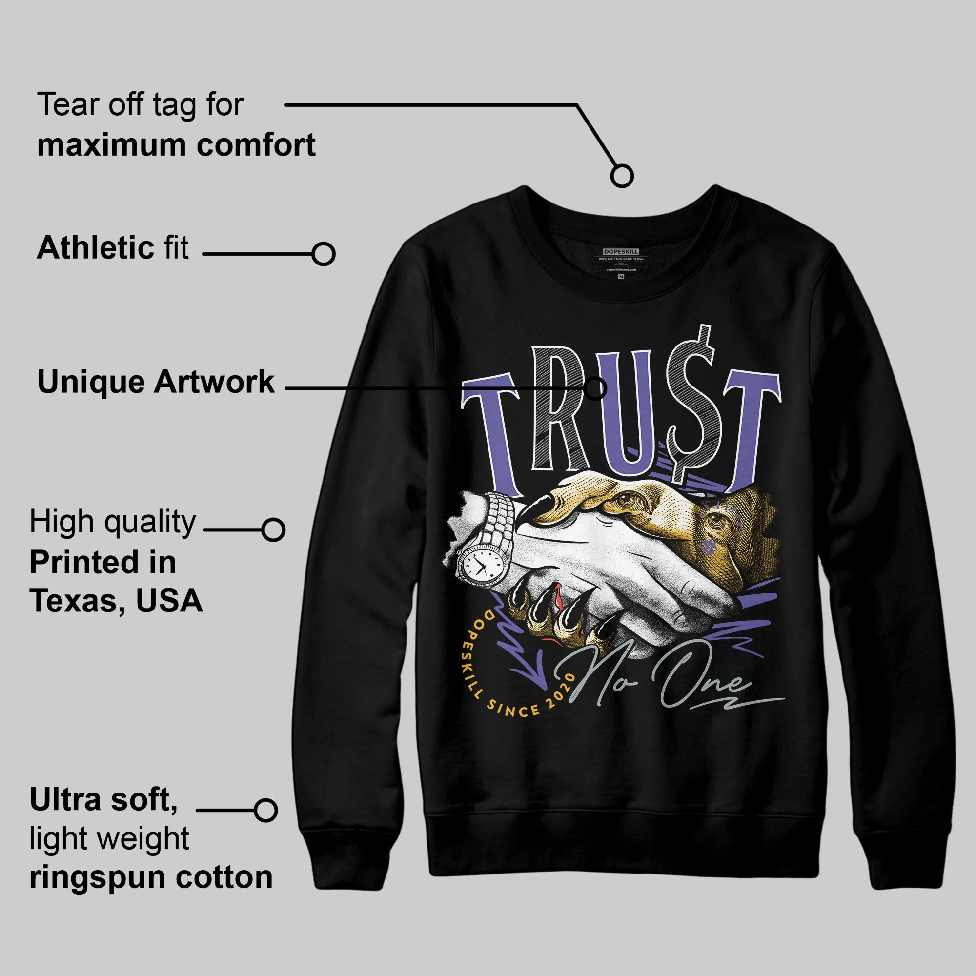 Lakers 4s DopeSkill Sweatshirt Trust No One Graphic sold by DopeSkill product image thumbnail 3
