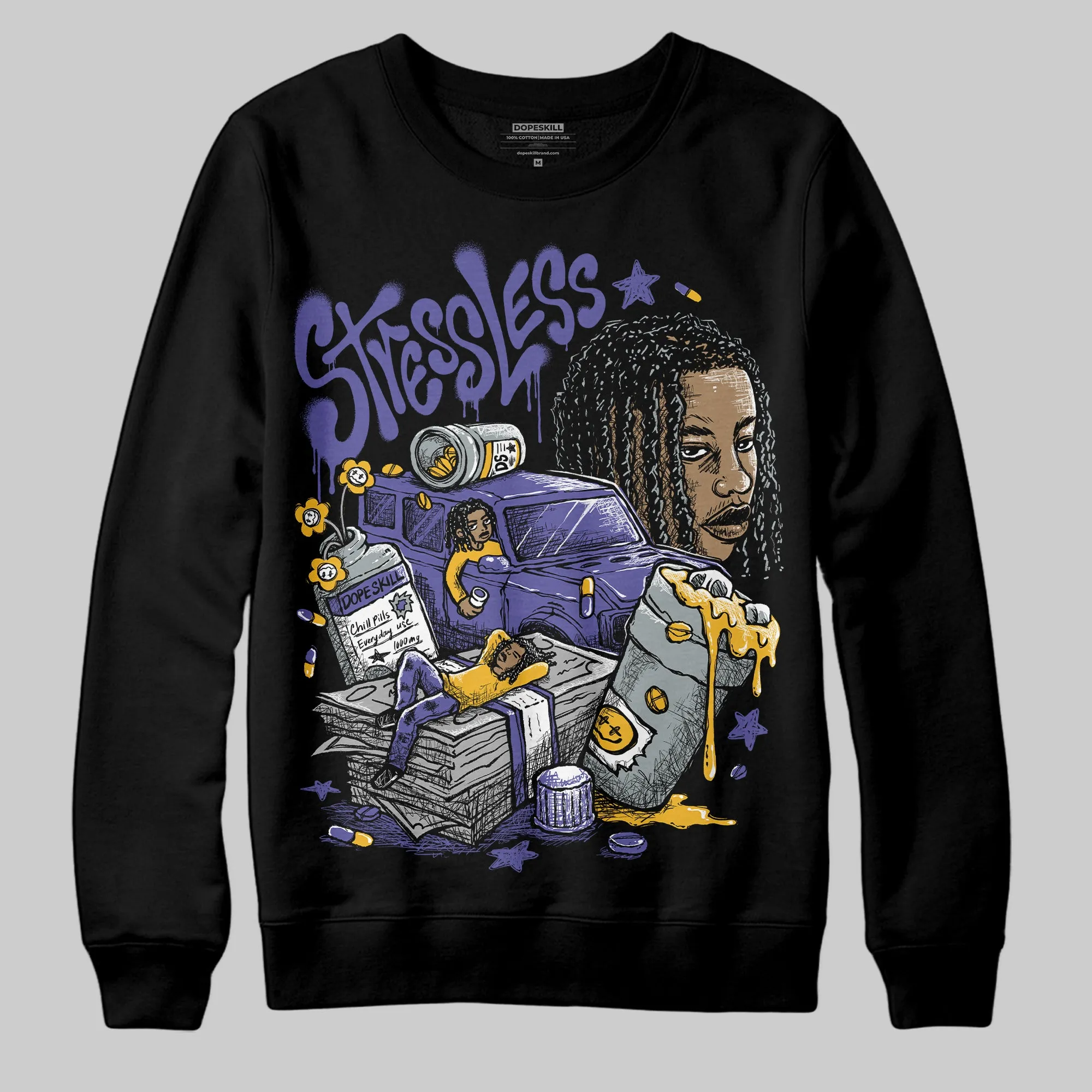 Lakers 4s DopeSkill Sweatshirt Stressless Graphic sold by DopeSkill
