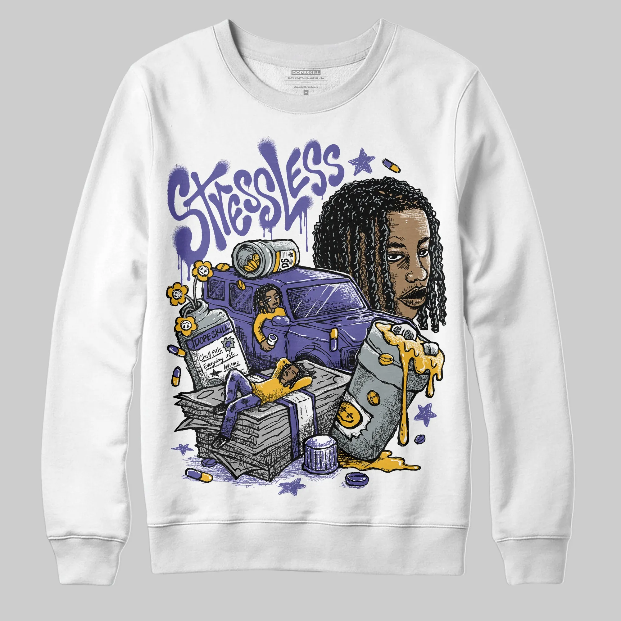 Lakers 4s DopeSkill Sweatshirt Stressless Graphic sold by DopeSkill product image thumbnail 2