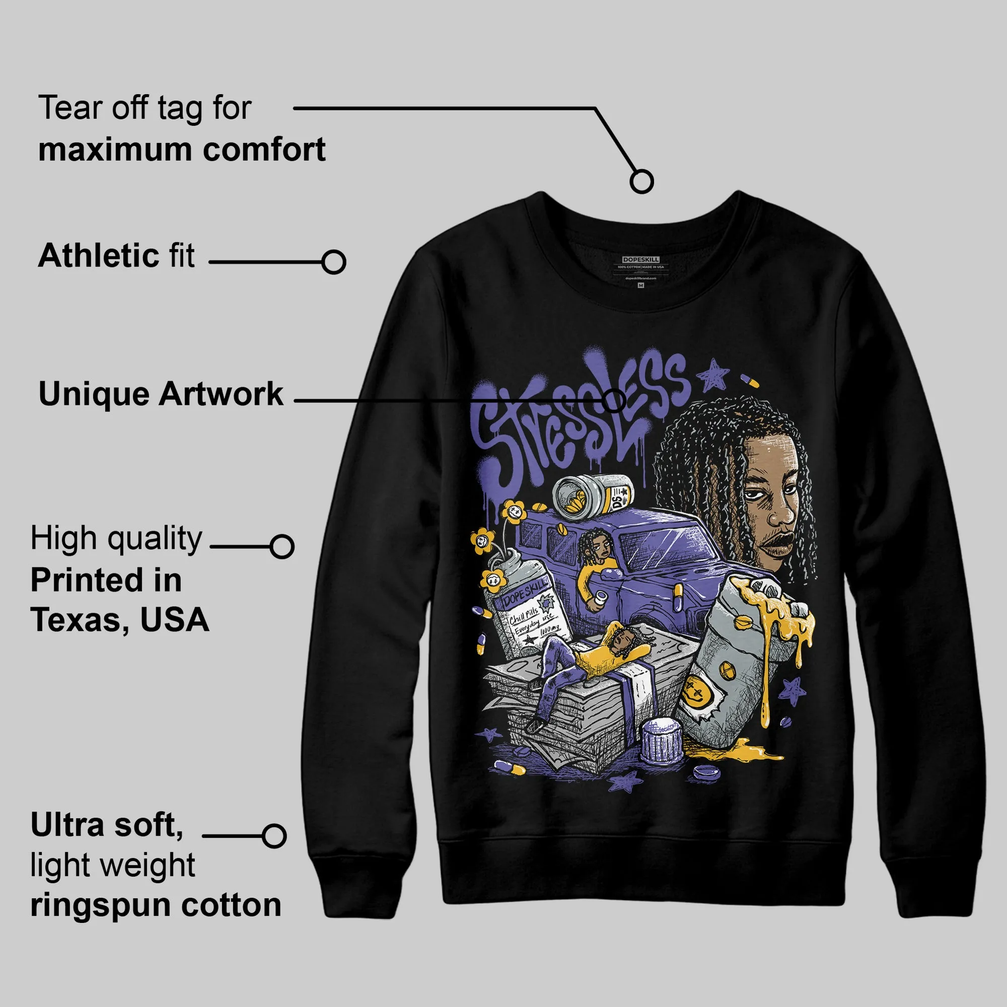 Lakers 4s DopeSkill Sweatshirt Stressless Graphic sold by DopeSkill product image thumbnail 3