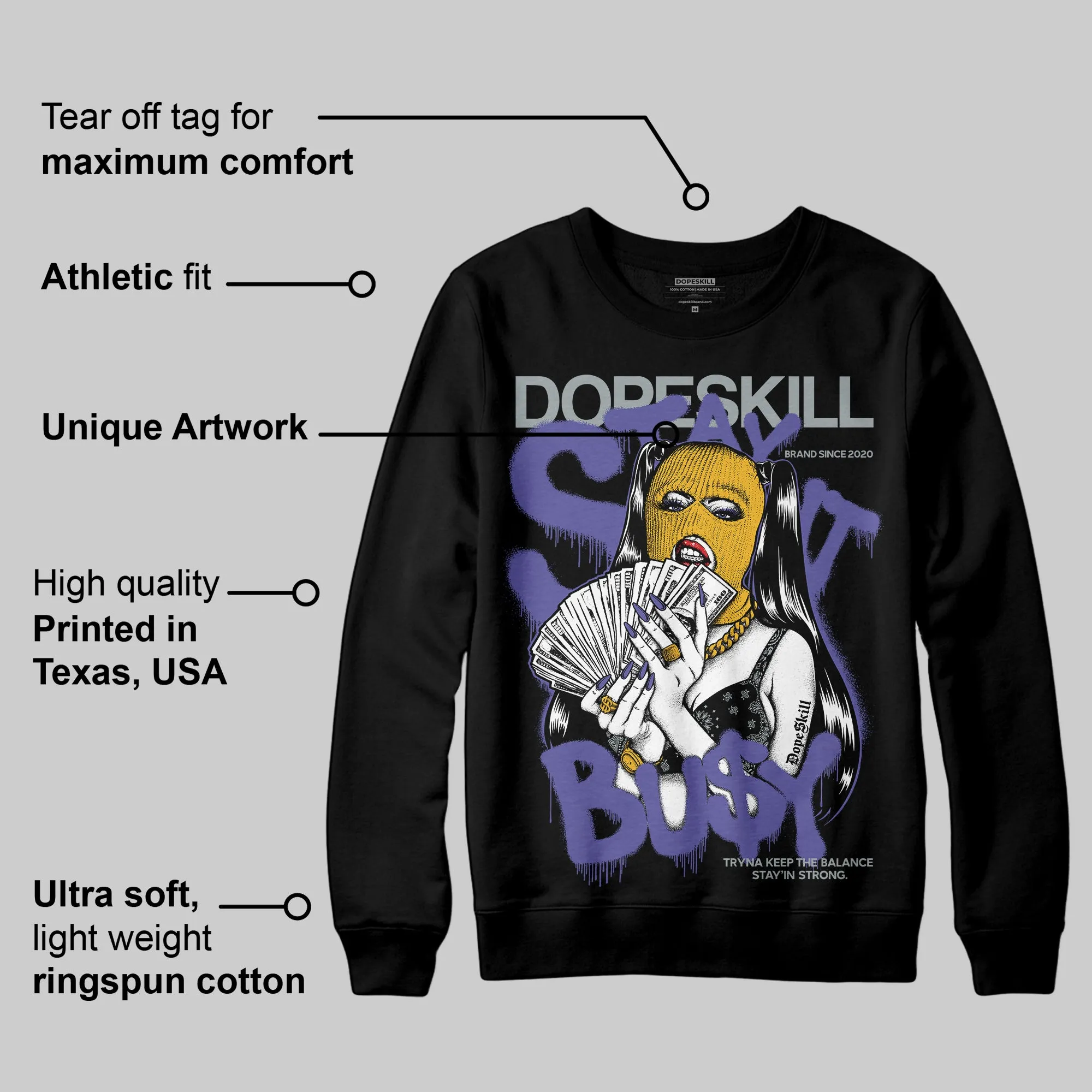 Lakers 4s DopeSkill Sweatshirt Stay It Busy Graphic sold by DopeSkill product image thumbnail 3