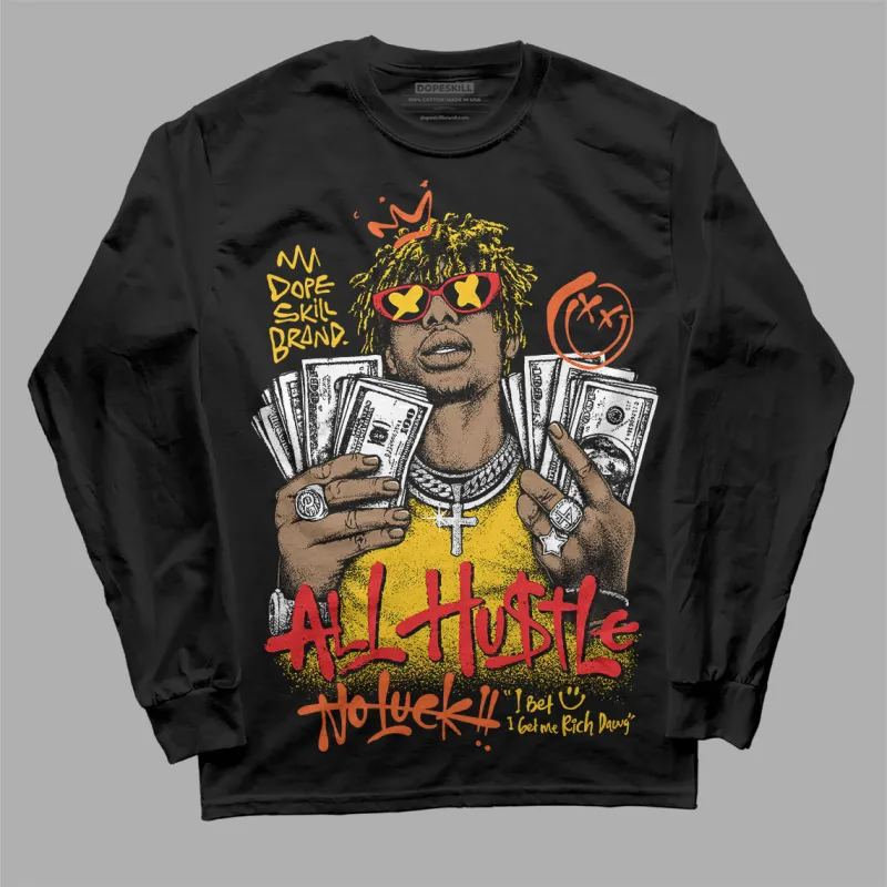 Yellow 'All Hustle No Luck' DopeSkill Graphic Long Sleeve T-Shirt sold by DopeSkill